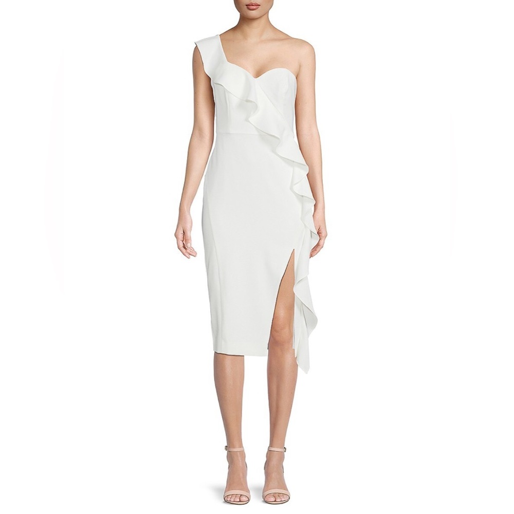 Aidan Mattox - NWT - Crepe One Shoulder Ruffle Sheath Dress